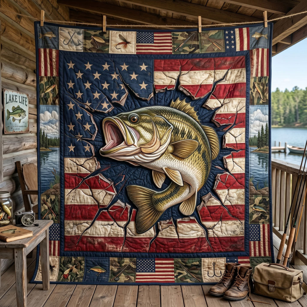 American Flag Bass Fishing WN1205003CL Quilt