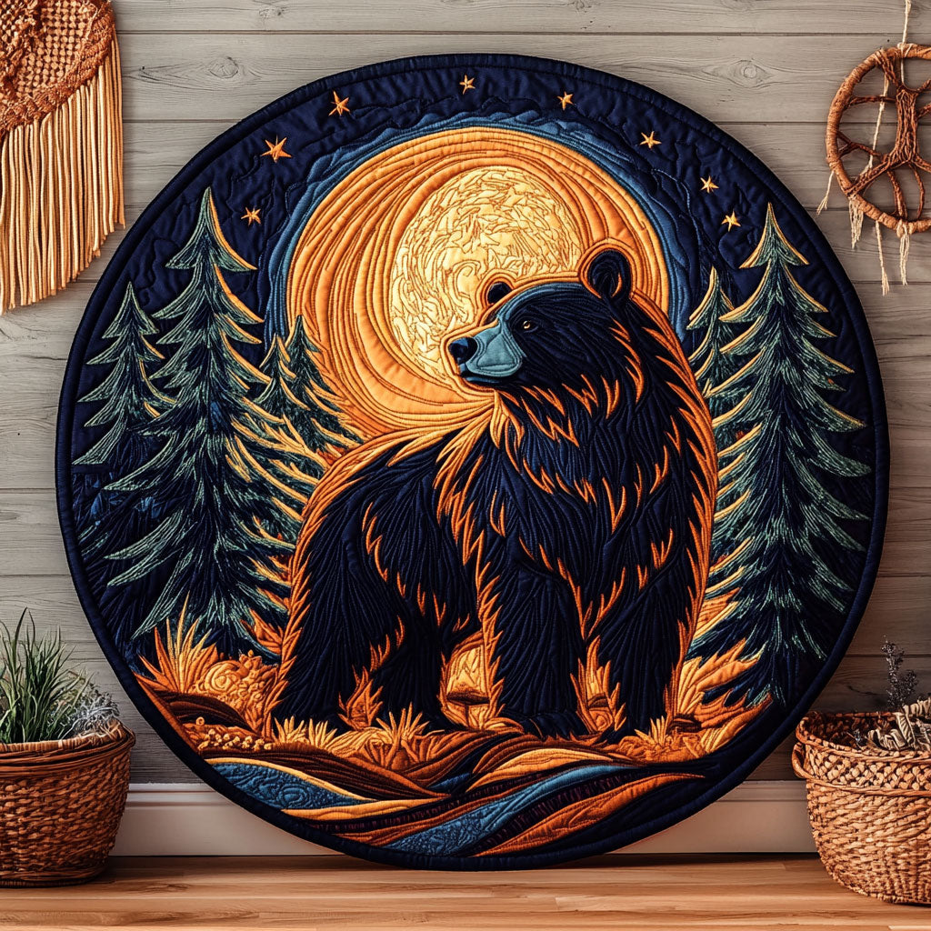 Wild Bear Night WJ0507052CL Quilted Round Mat