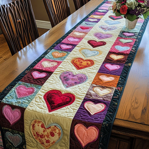 Sweet Hearts CP1201044CL Quilted Table Runner