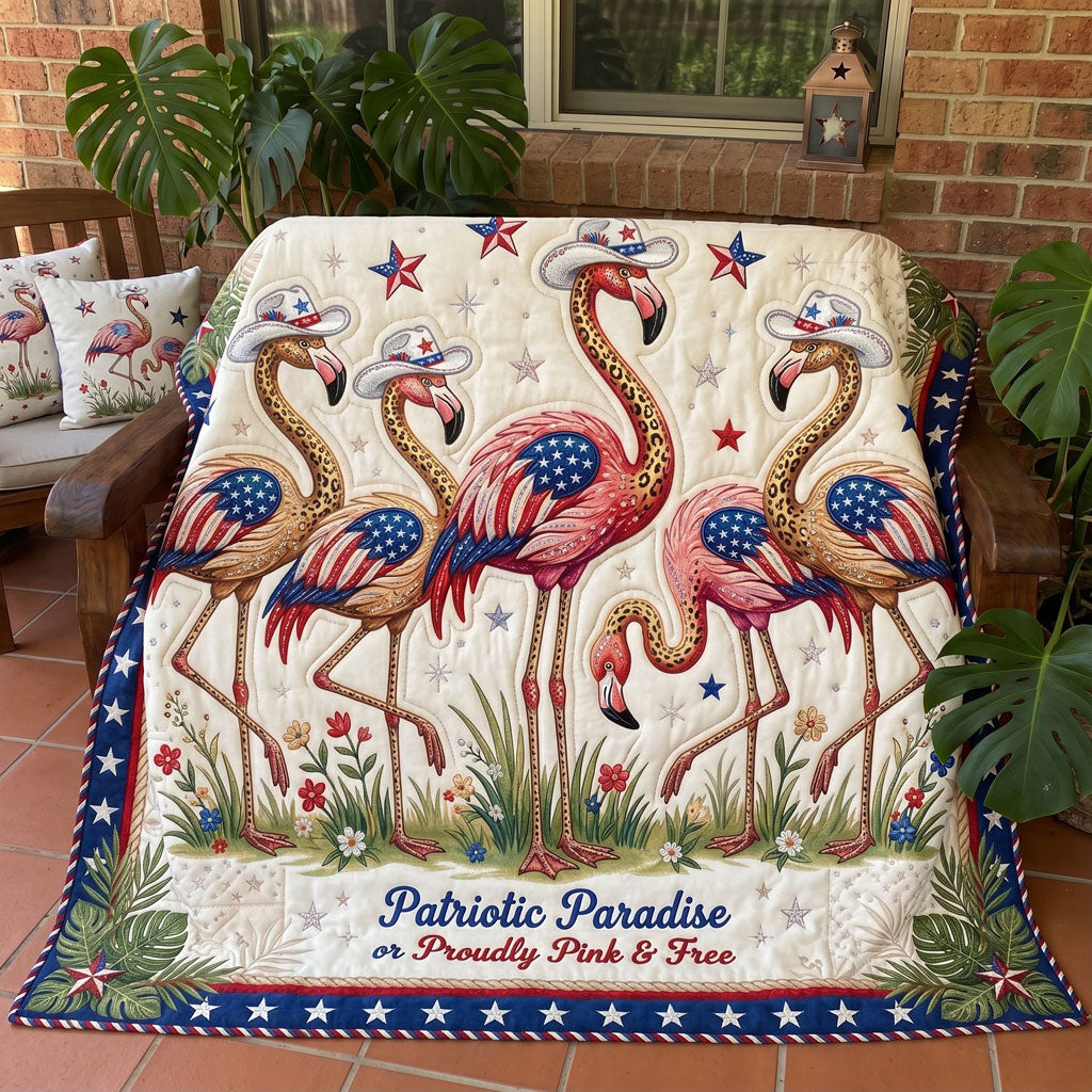 Patriotic Paradise Flamingos WN0506010CL Quilt