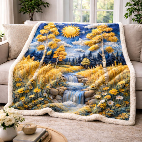 Sunlit Forest Stream KL3001008CL Faux Fur Throw Blanket
