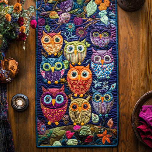 Colorful Owl Chaos WN2503059CL Quilted Table Runner