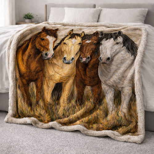 Horse Harmony CP2801005CL Faux Fur Throw Blanket