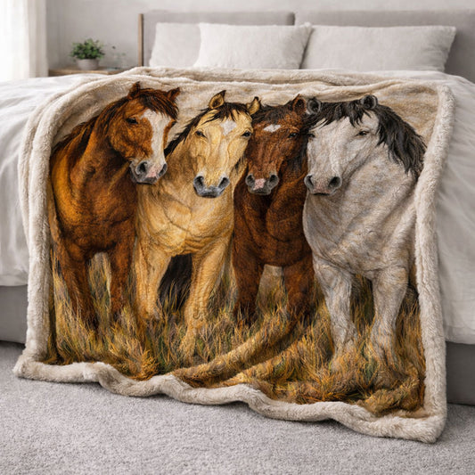 Horse Harmony CP2801005CL Faux Fur Throw Blanket