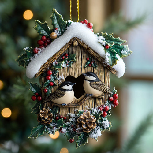 Winter Cabin Chickadee WN2210065CL Christmas Ornament
