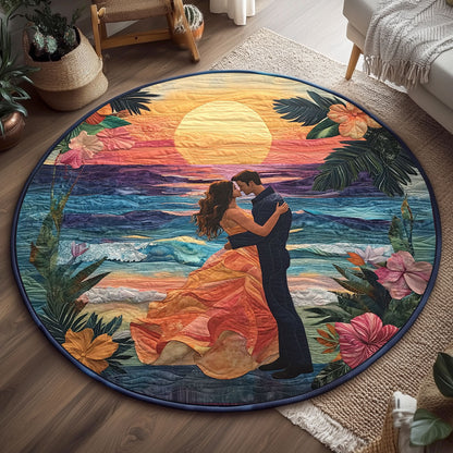 Romantic Sunset Couple WJ0407049CL Quilted Round Mat