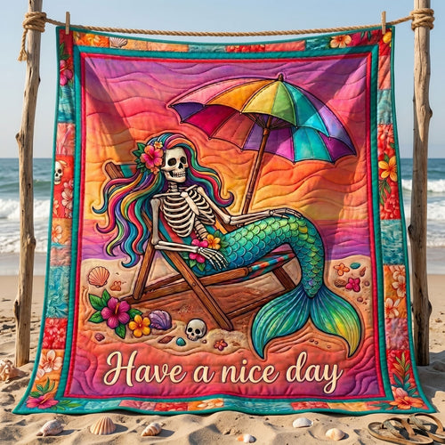 Beach Vibes Skeleton Mermaid WN1504001CL Quilt
