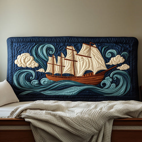 Whirling Seas Tall Ship KL0801025CL Quilted Headboard Slipcover