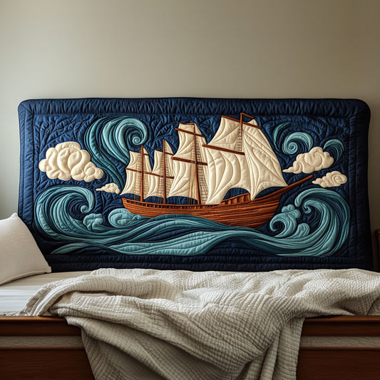 Whirling Seas Tall Ship KL0801025CL Quilted Headboard Slipcover
