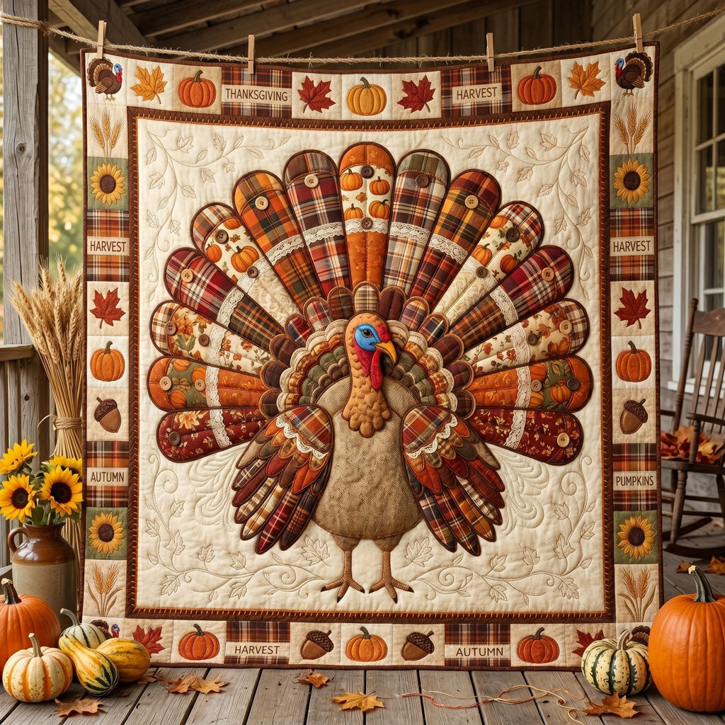 Patchwork Thanksgiving Turkey WN1806010CL Quilt