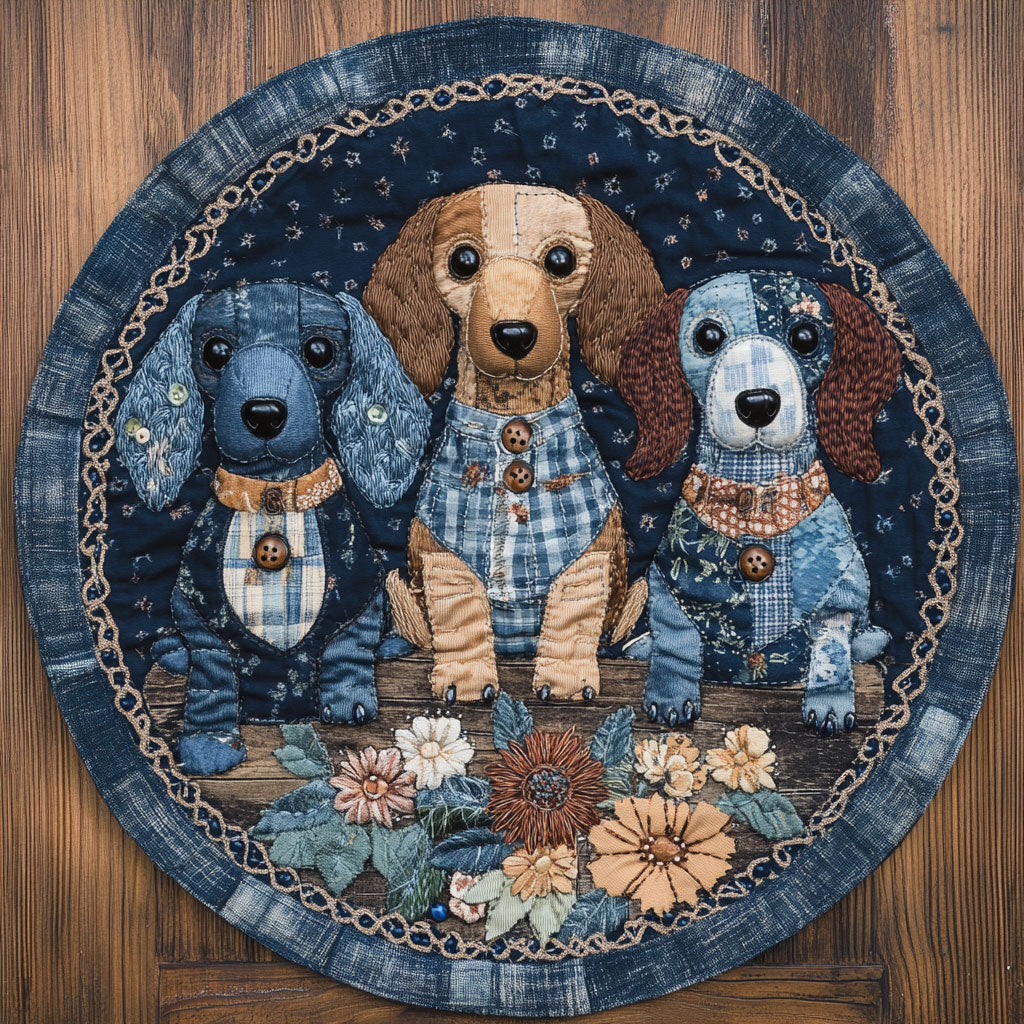 Snuggle Dachshund WN0207083CL Quilted Round Mat