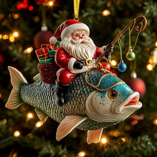 Santa Fishing CW1511067CL Christmas Ornament