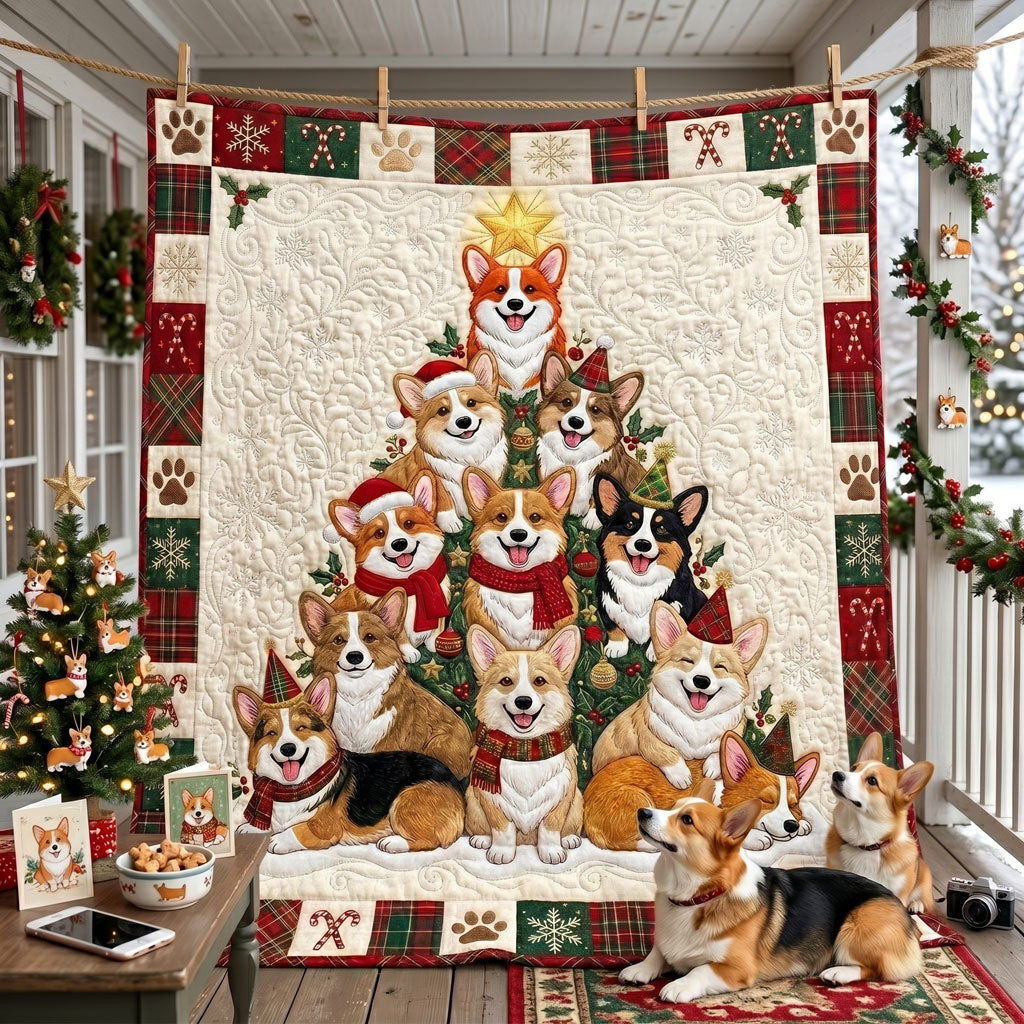 Holiday Corgi Tree WN1506010CL Quilt