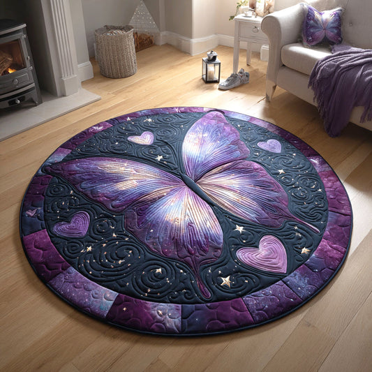 Purple Butterfly Love CW1401098CL Quilted Round Mat