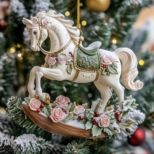 Flower Carousel Horse CW2611025CL Christmas Ornament