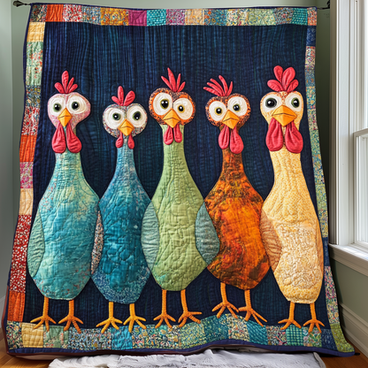 Whimsical Chickens XR0801001CL Quilt