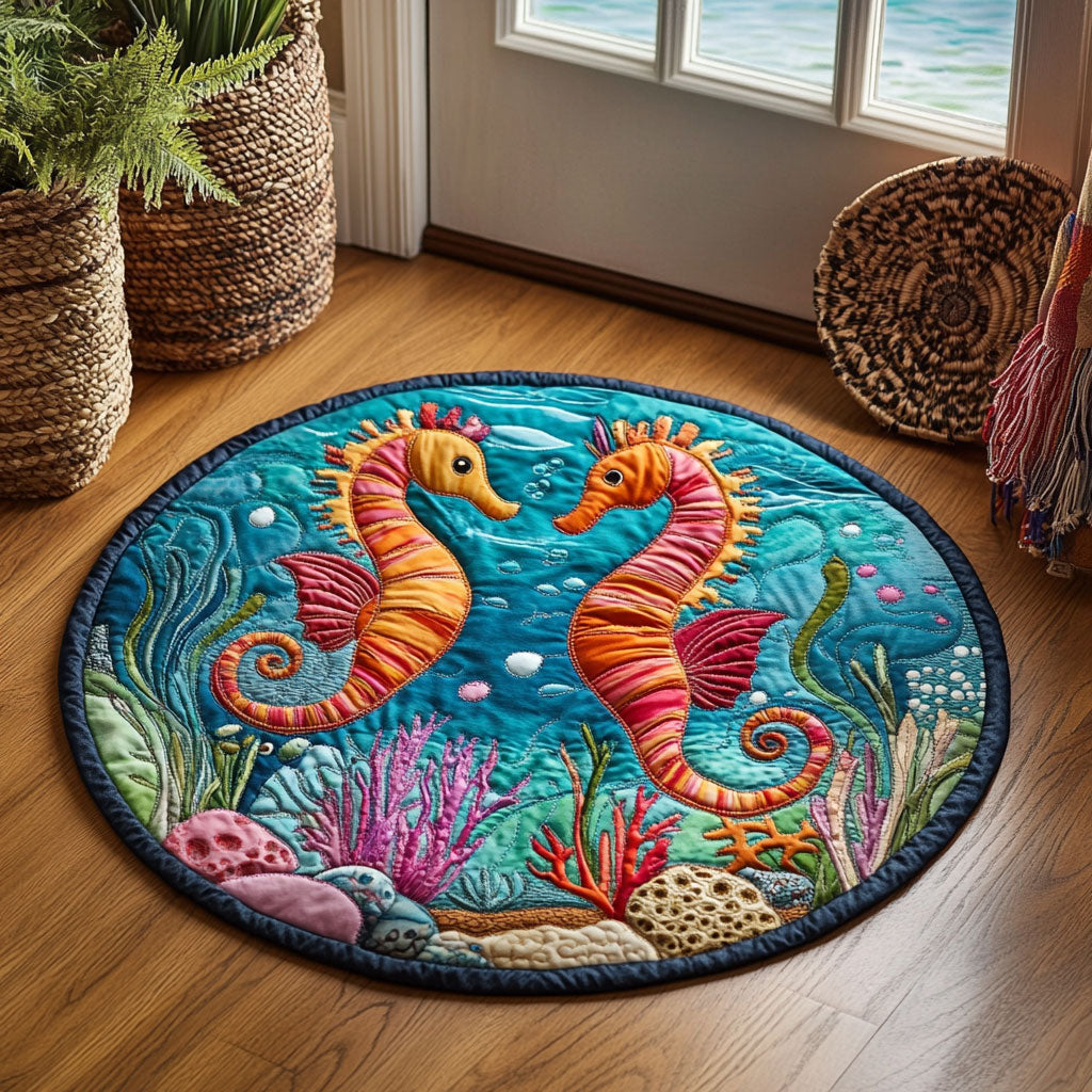 Seahorse Serenade WJ0606054CL Quilted Round Mat