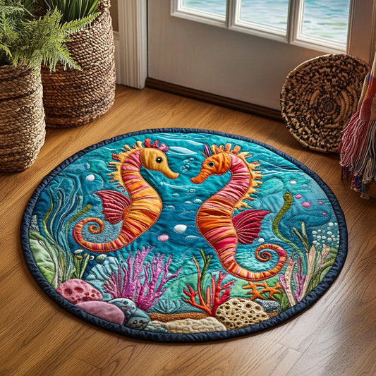 Seahorse Serenade WJ0606054CL Quilted Round Mat