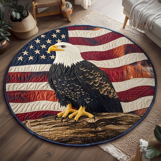 Patriotic Eagle WJ1106039CL Quilted Round Mat