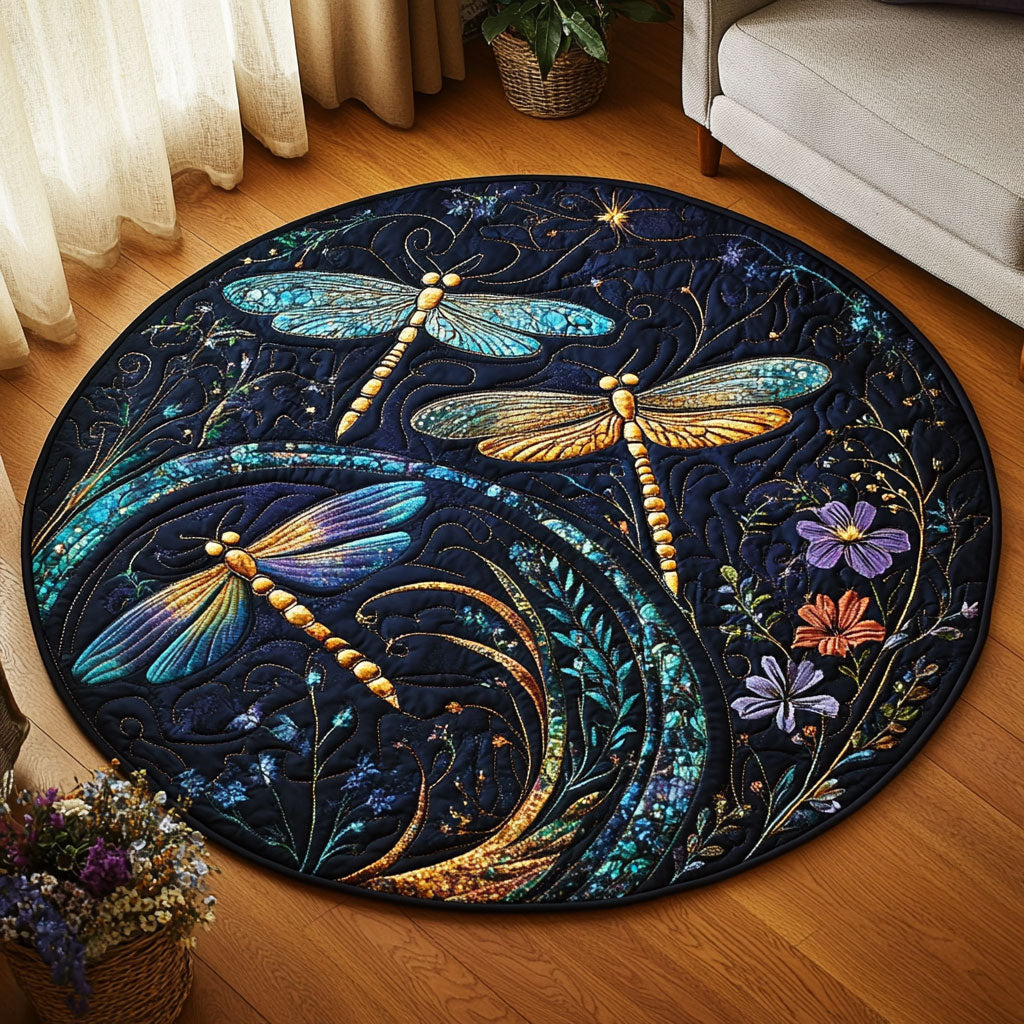 Dragonfly Celestial Garden KL0701037CL Quilted Round Mat