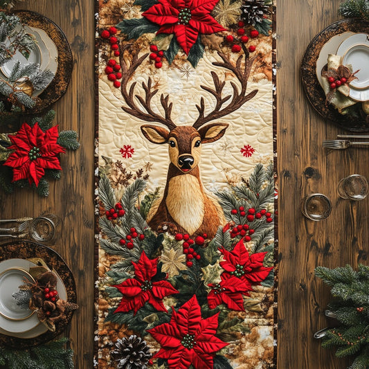 Reindeer In Christmas Night XR1709003CL Quilted Table Runner