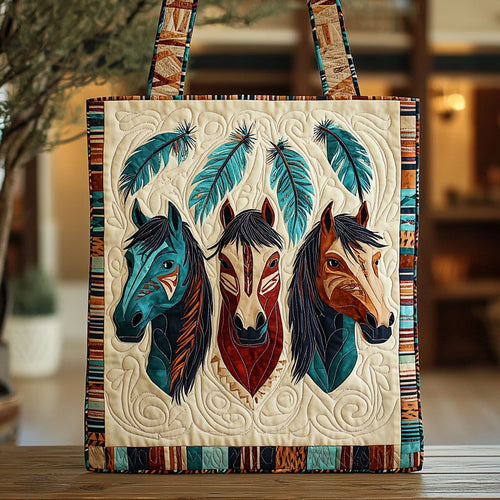 Native American Horses QA0912030CL Quilted Tote Bag