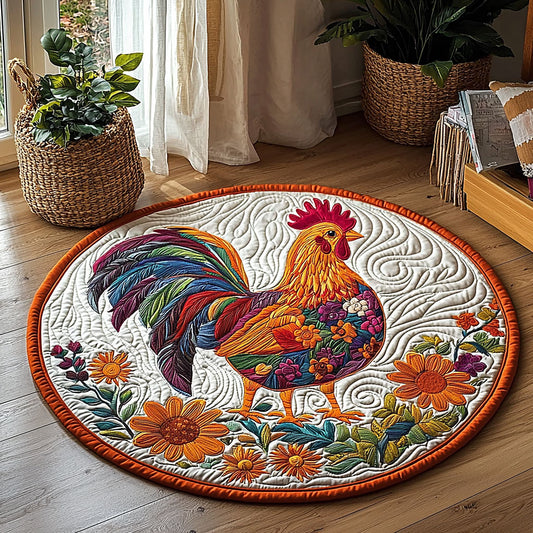 Floral Chicken QA0212007CL Quilted Round Mat