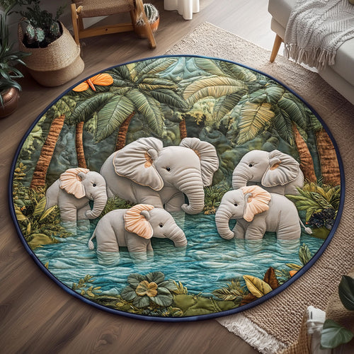 Tropical Elephant WJ1704051CL Quilted Round Mat