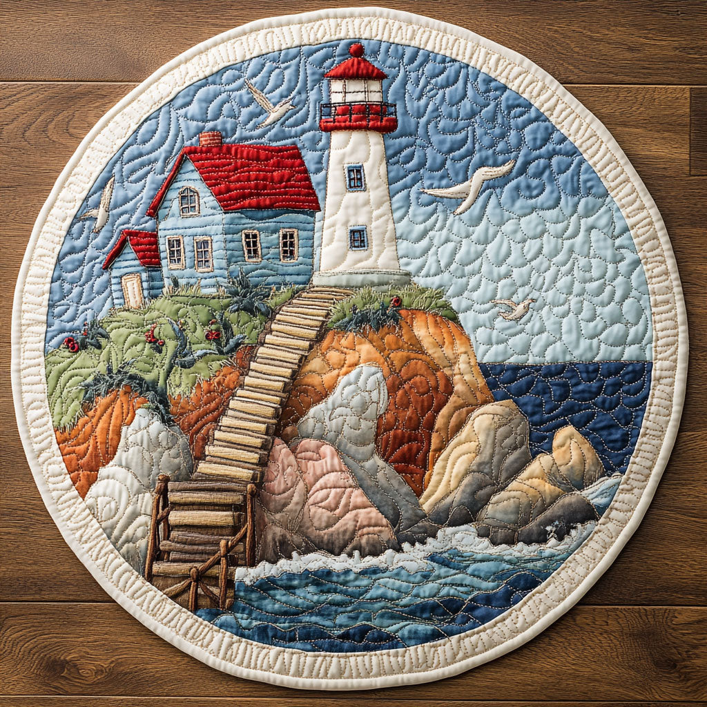 Twilight Lighthouse WN0408075CL Quilted Round Mat