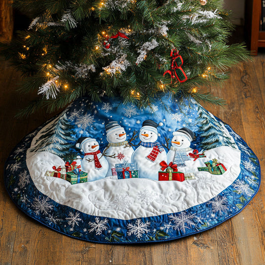 Jolly Snowman Night WN1510061CL Quilted Christmas Tree Skirt