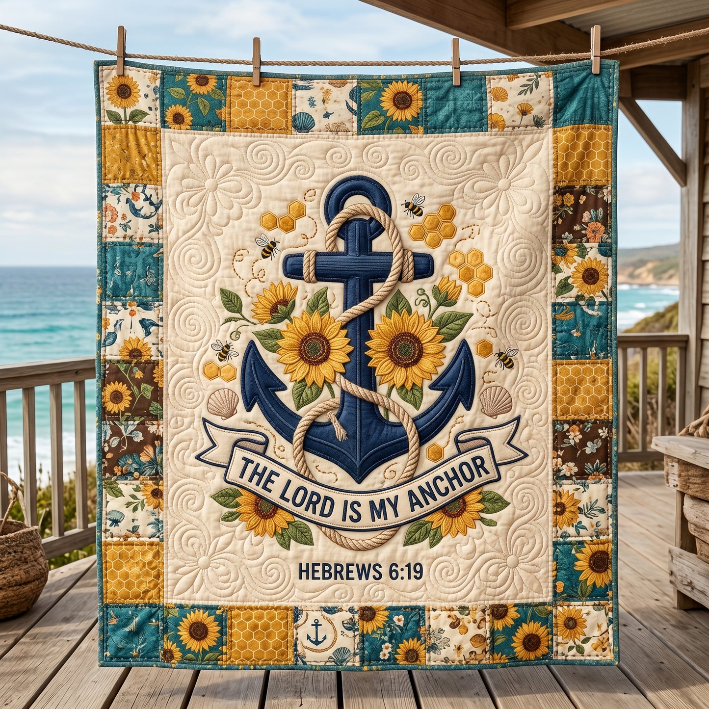 The Lord Is My Anchor Sunflower XR2904009CL Quilt