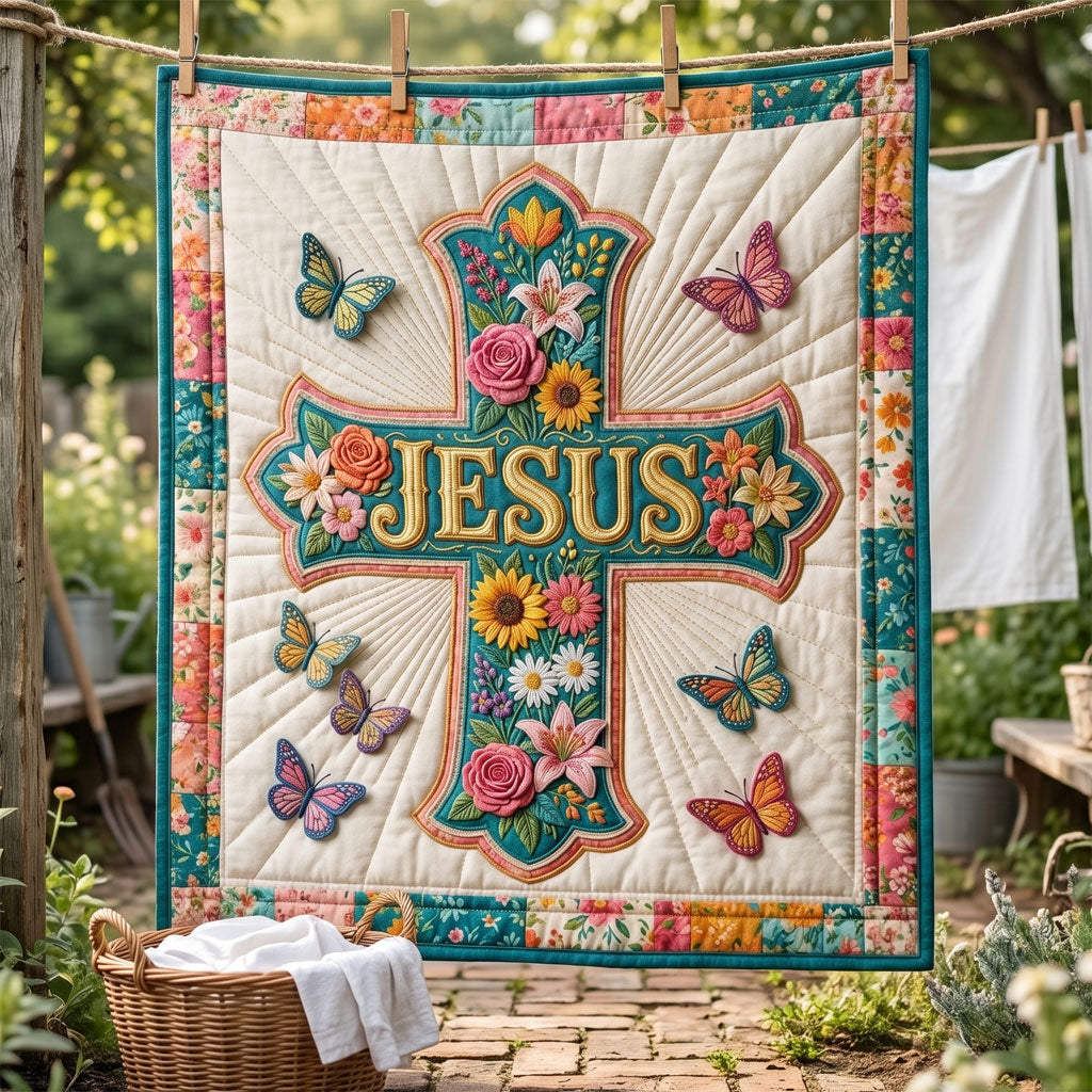 Blooming Faith Cross WN1704003CL Quilt