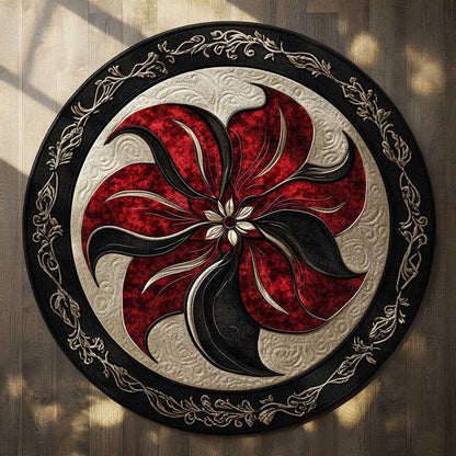 Crimson Flower WN2904067CL Quilted Round Mat