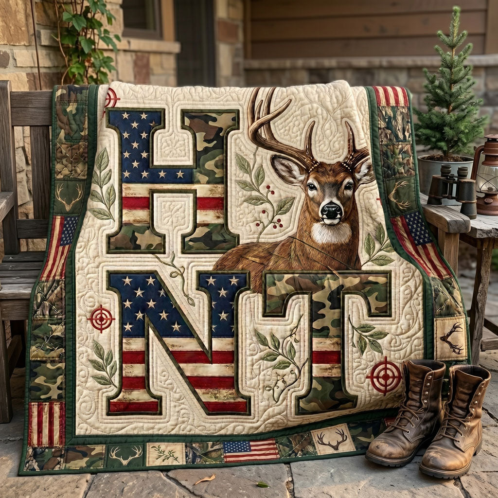 Patriotic Hunt Deer WN1305019CL Quilt