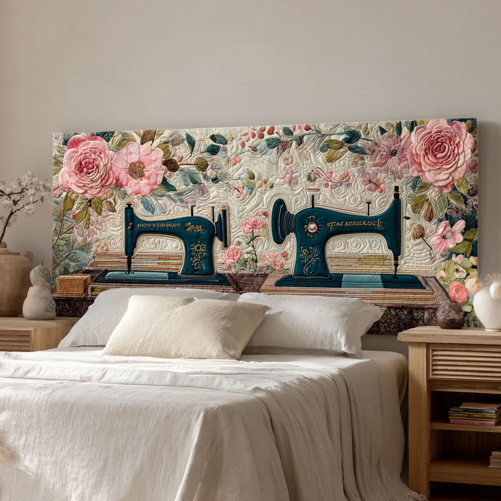 Floral Sewing Machine XR2912012CL Quilted Headboard Slipcover