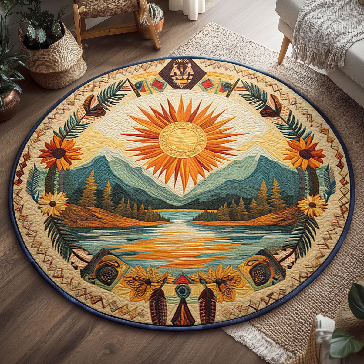 Sacred Sun WJ0207033CL Quilted Round Mat