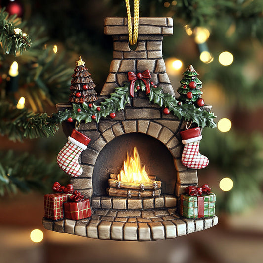 Holly Fireplace WN2411048CL Christmas Ornament