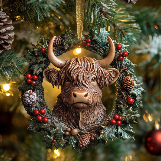 Festive Highland Cow LT2310002CL Christmas Ornament