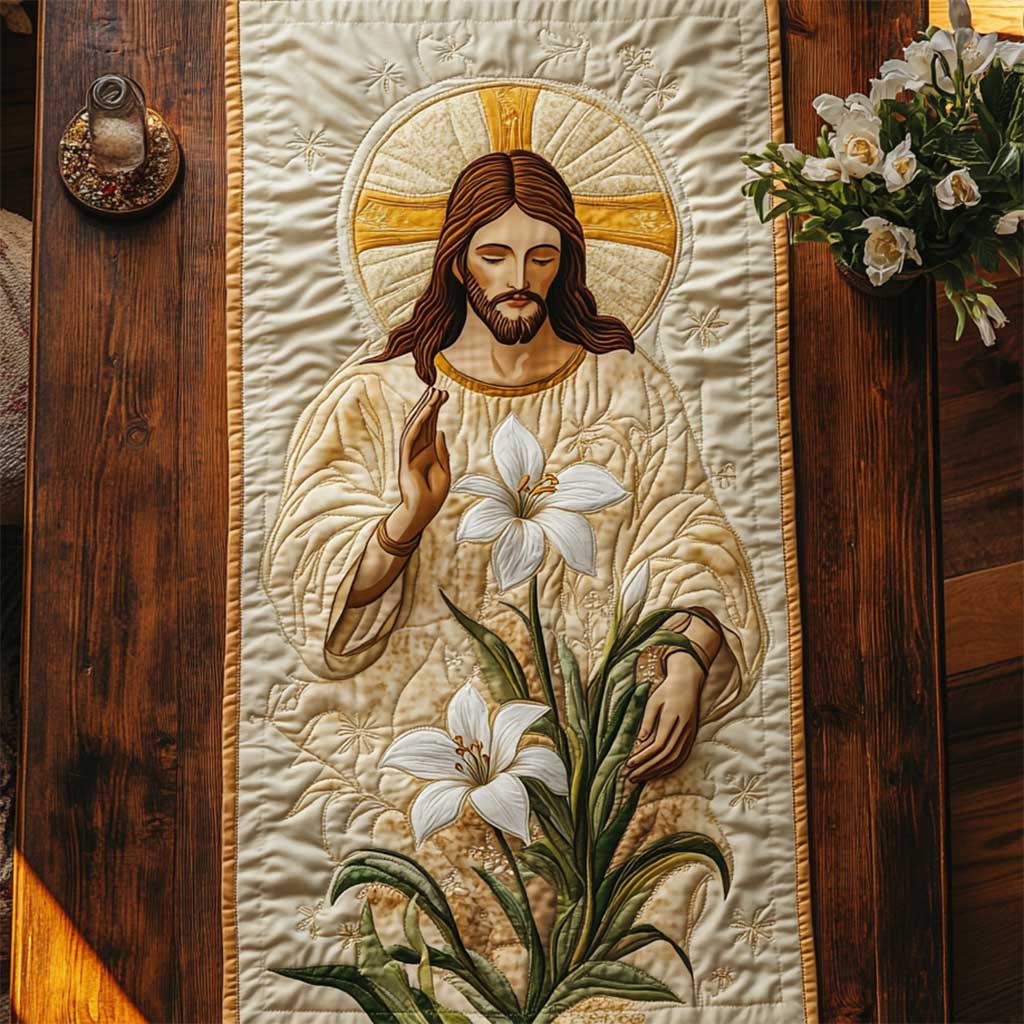 Christianity Jesus And Lilies WN2503042CL Quilted Table Runner