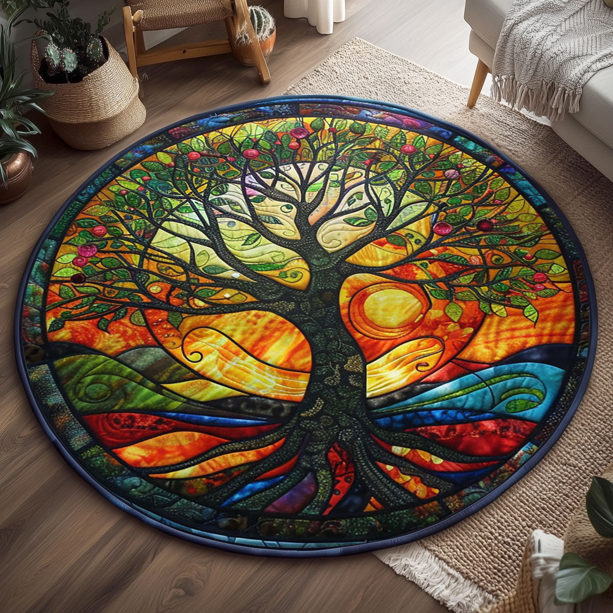 Tree Of Life WJ1604051CL Quilted Round Mat