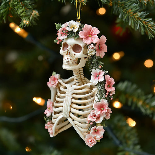 Bone And Blossom Skeleton WN1512005CL Christmas Ornament