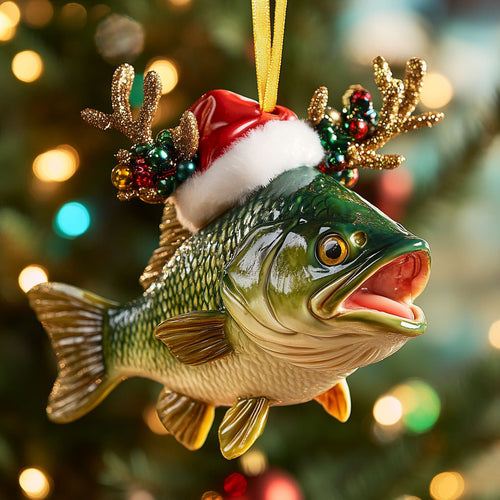Holly Star Fishing WN0411054CL Christmas Ornament