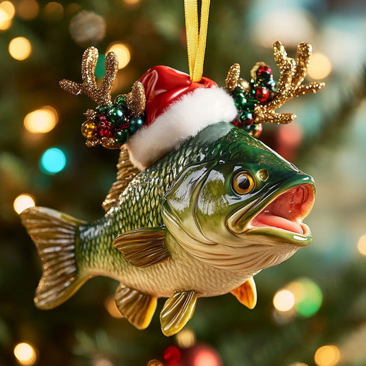 Holly Star Fishing WN0411054CL Christmas Ornament