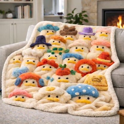Cozy Duck Family KL2901011CL Faux Fur Throw Blanket