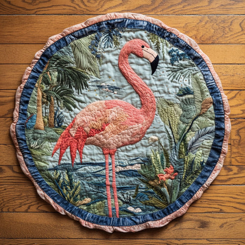 Tropical Flamingo WN0707126CL Quilted Round Mat