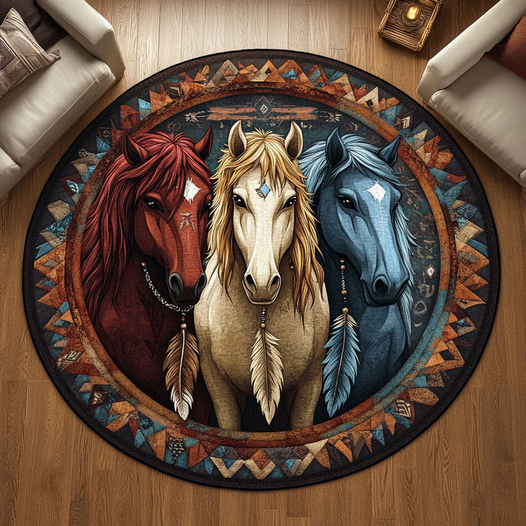 Native Soul Horses KL1012019CL Quilted Round Mat