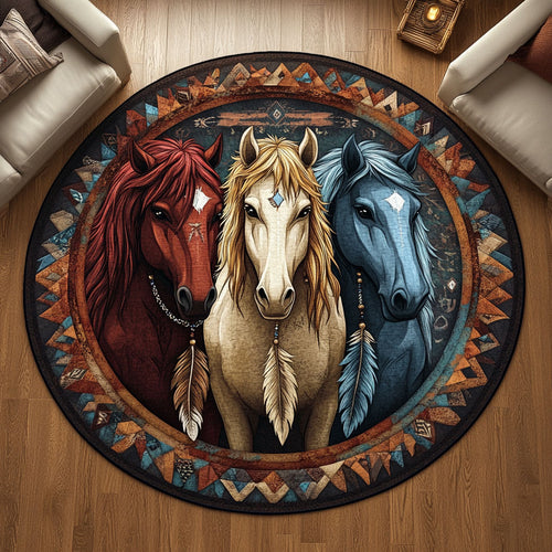 Native Soul Horses KL1012019CL Quilted Round Mat