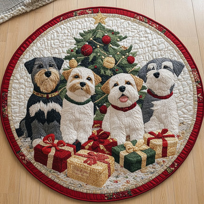 Festive Christmas Schnauzer XR0611010CL Quilted Round Mat