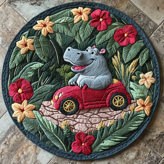 Hippo Roadtrip WN1605020CL Quilted Round Mat