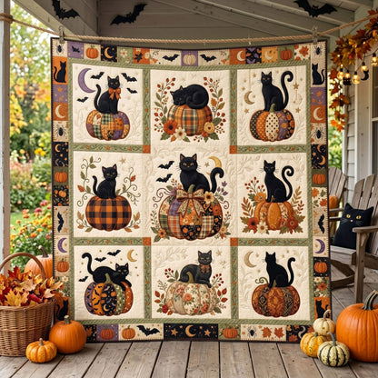 Black Cats And Patchwork Pumpkins WN1906002CL Quilt